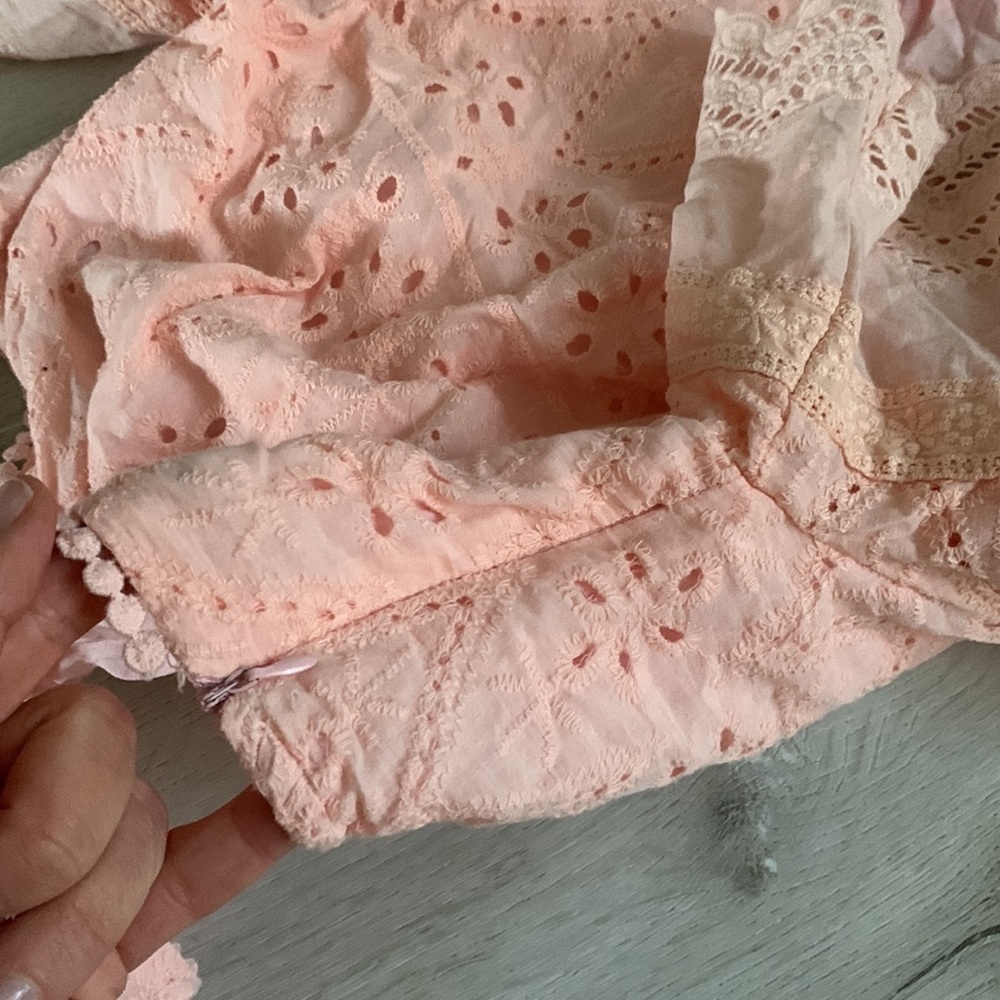 VICI Delilah Eyelet Cutout Maxi Dress Peach Pink Small S NWT boho romantic - Picture 14 of 16